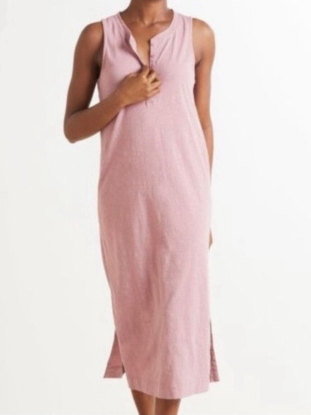 Evereve Z Supply Blakely mauve pink Cotton Side Slit Maxi Slub Dress Size XS.